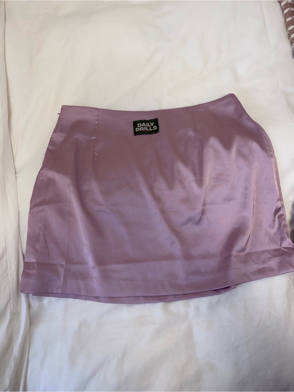 Daily Drills Lilac Satin Mini Skirt